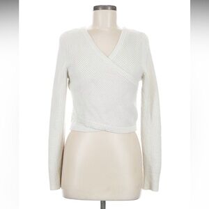 Cream V-Neck Wrap Sweater
